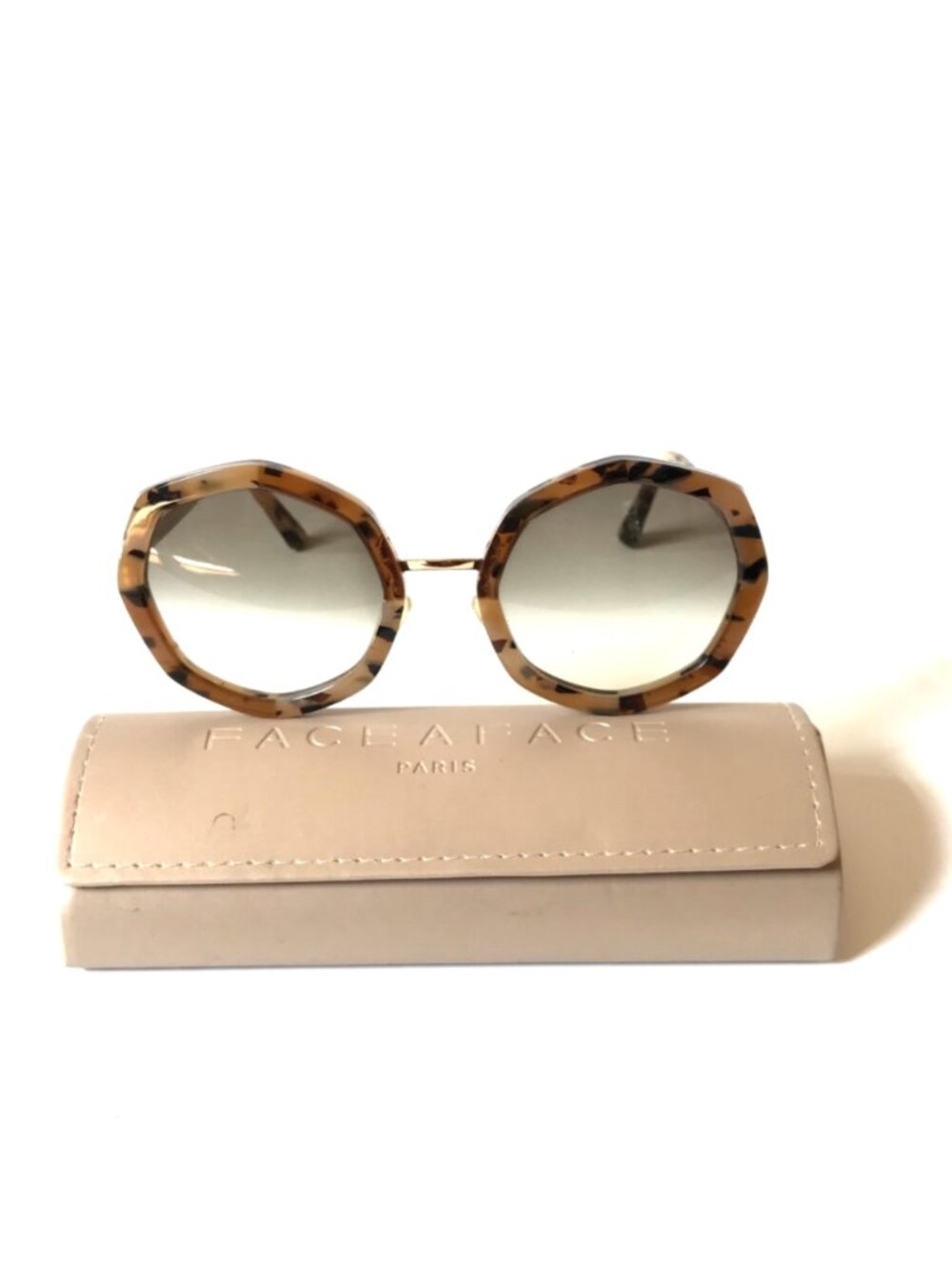 Face a Face Chance 2 Sunglasses Womens Brown Gold Gradient Octagon Italy Plastic